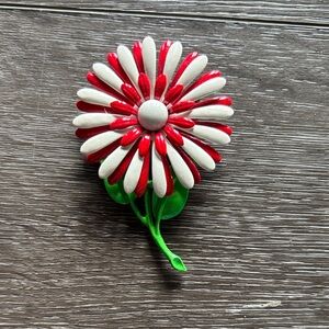 Red and White Flower Brooch